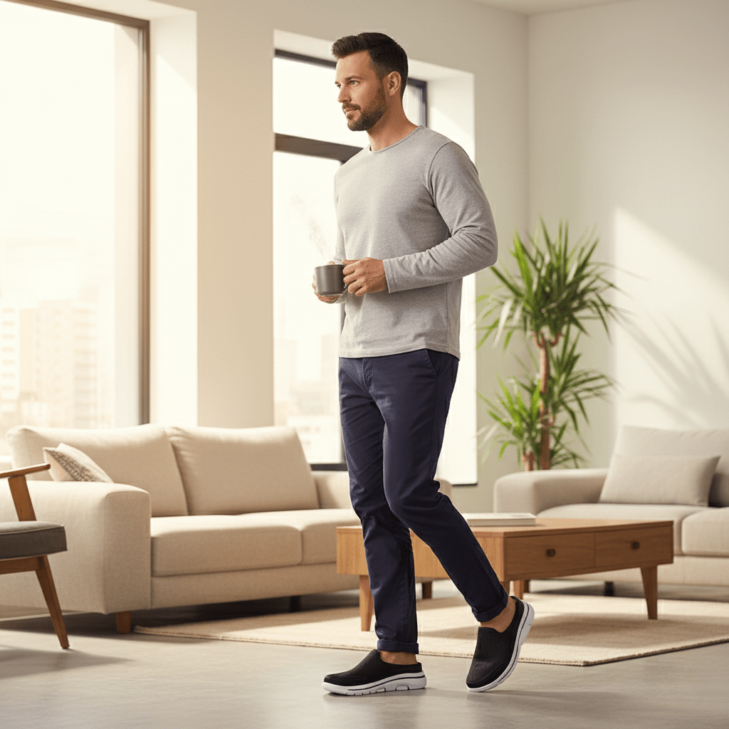 کفش‌پوش مردانه CozyStep قابل تنفس برای استفاده در خانه با راحتی بالشتک‌دار