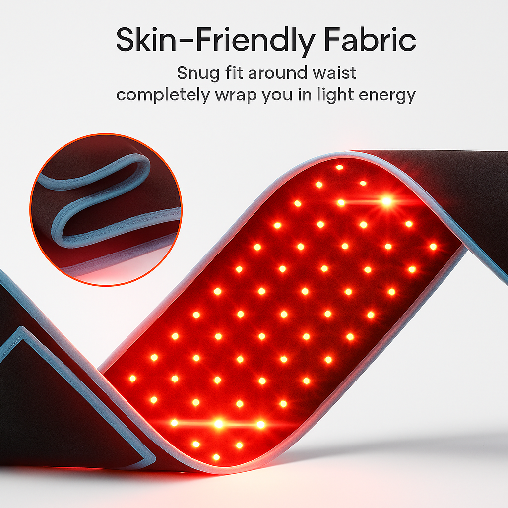 Pás s červeným a blízkým infračerveným LED světlem AuraFlex s vlnovými délkami 660 nm a 850 nm, 105 LED diodami