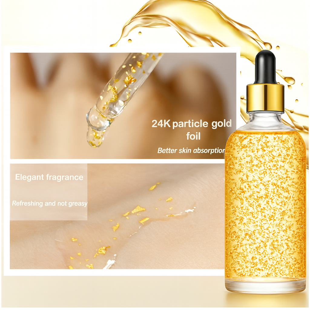 ערכת טיפוח עור Gilded Glow עם ניאצינמיד, סרום נגד הזדקנות ומסיר כהויות תחת העיניים