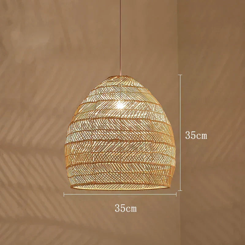 Lyraweave Handwoven Natural Wicker Pendant Light for Dining