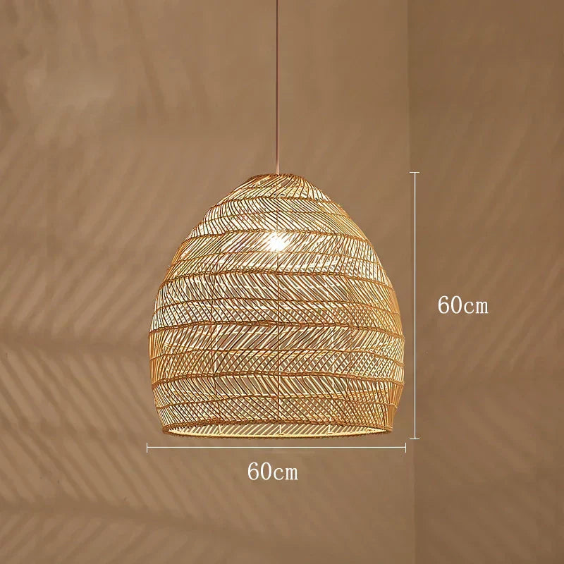 Lyraweave Handwoven Natural Wicker Pendant Light for Dining