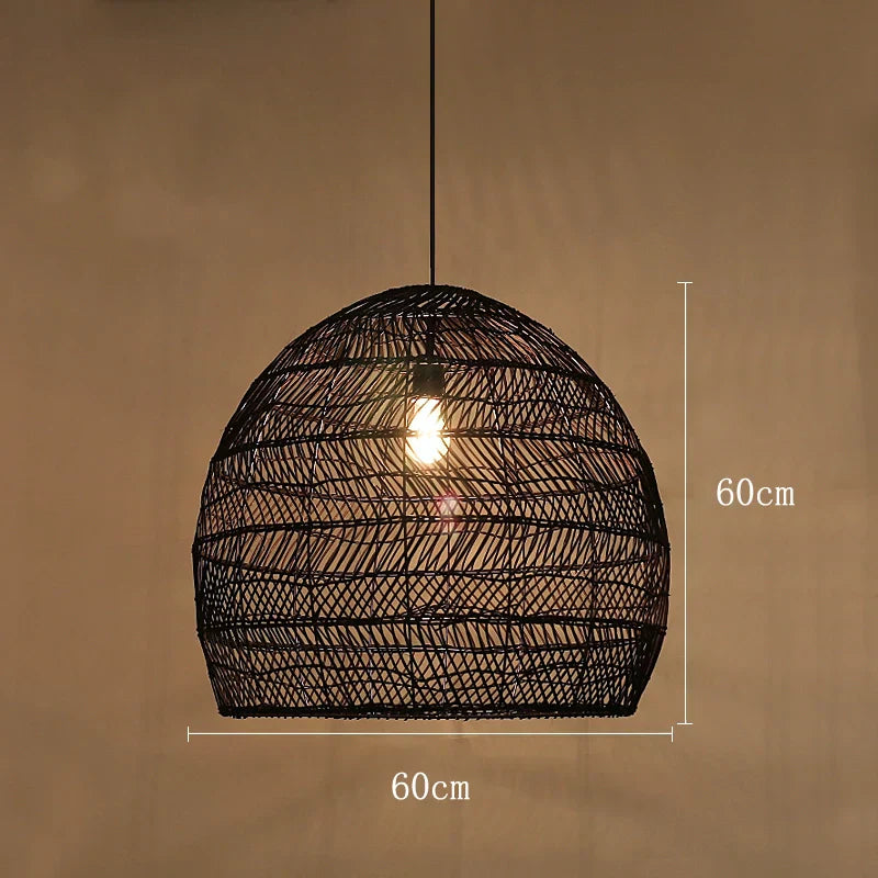 Lyraweave Handwoven Natural Wicker Pendant Light for Dining