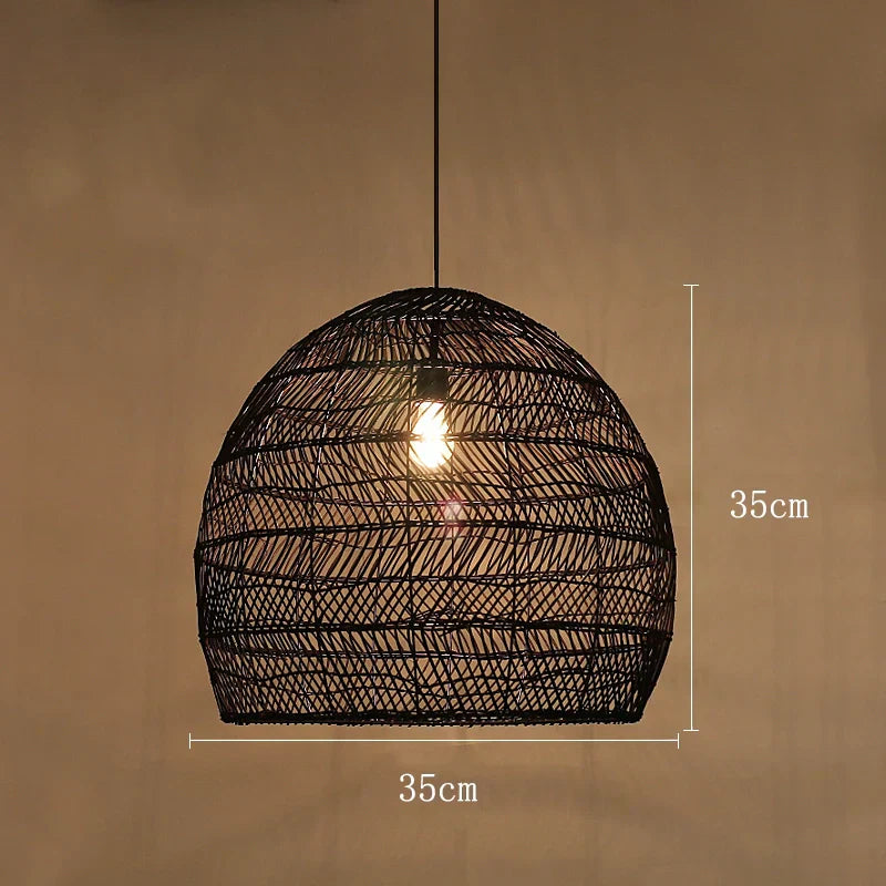 Lyraweave Handwoven Natural Wicker Pendant Light for Dining