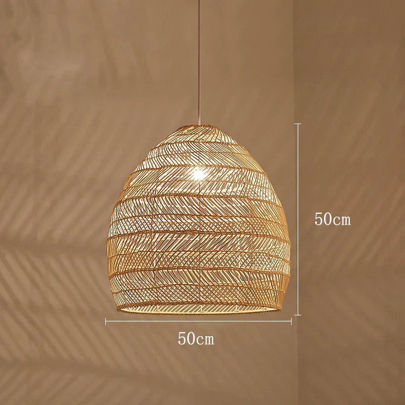 Lyraweave Handwoven Natural Wicker Pendant Light for Dining