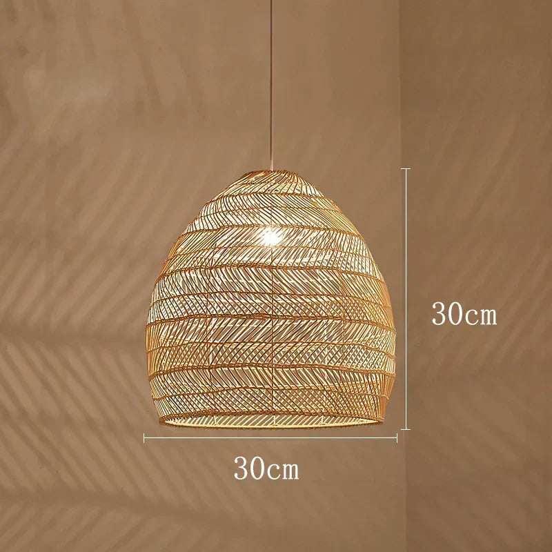 Lyraweave Handwoven Natural Wicker Pendant Light for Dining