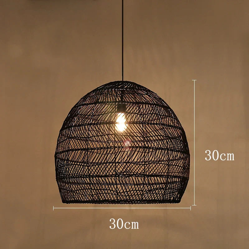 Lyraweave Handwoven Natural Wicker Pendant Light for Dining
