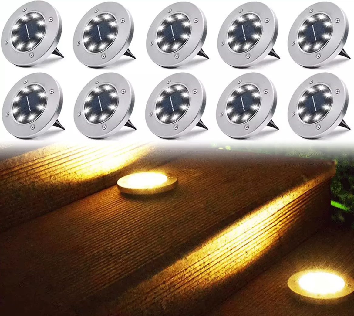 Venkovní solární zemní světla s 12 LED, odolná proti povětrnostním vlivům, pro zahradu a dvůr