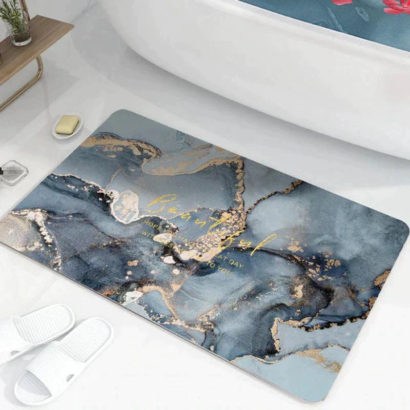 Aurora Marble Bath Mat With Anti-Slip Quick-Dry Surface