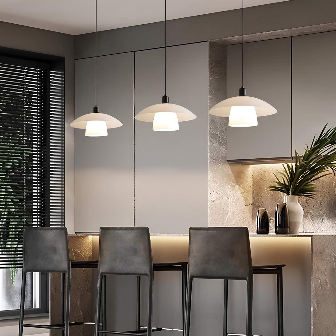 Kezari Minimalist Japanese Wood and Black Metal Pendant Light
