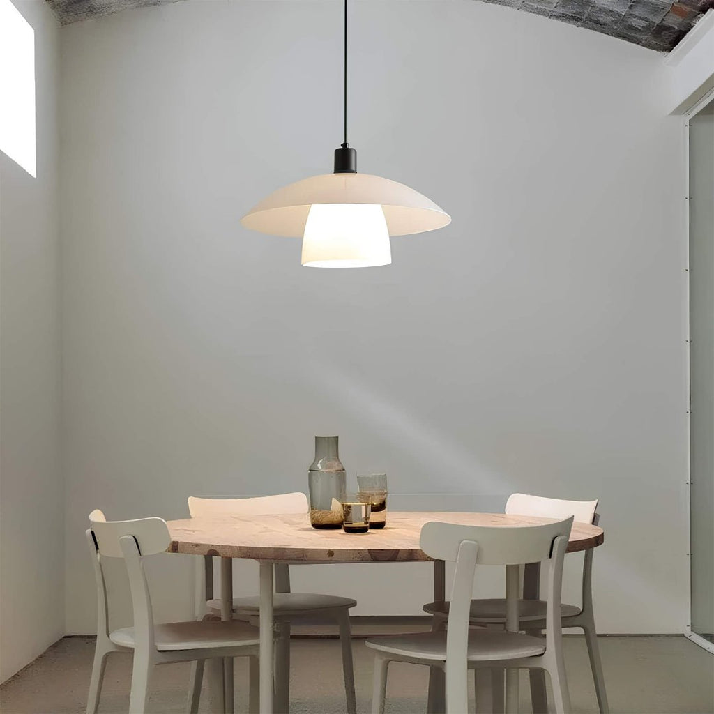 Kezari Minimalist Japanese Wood and Black Metal Pendant Light