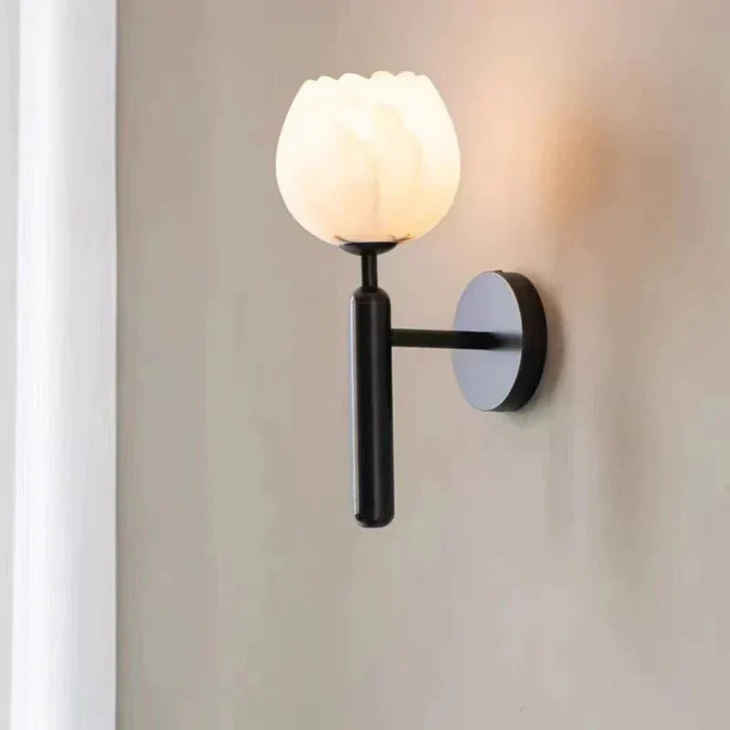 Marble Rose Wall Light With Rose Shaped Shade And Elegant Diffused Lighting
