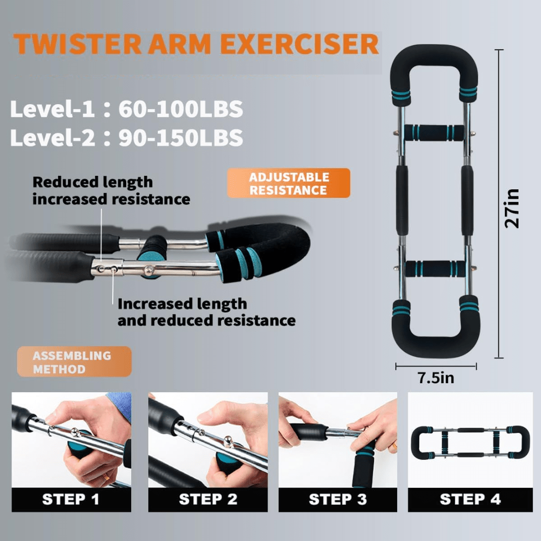 NovaFlex Adjustable Power Twister For Forearms, Triceps And Chest Bar