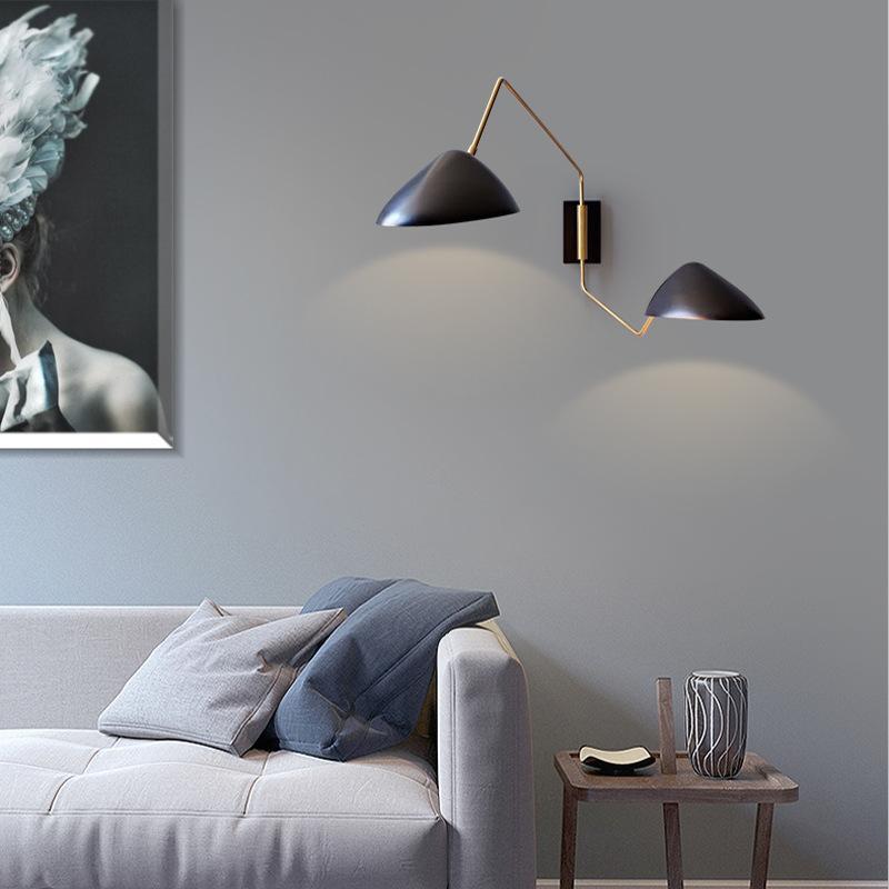Marcellin vägglampa med två armar och anksnäbb, svängbara armar från Arverne Lighting Retro Mid Century Modern vägglampa