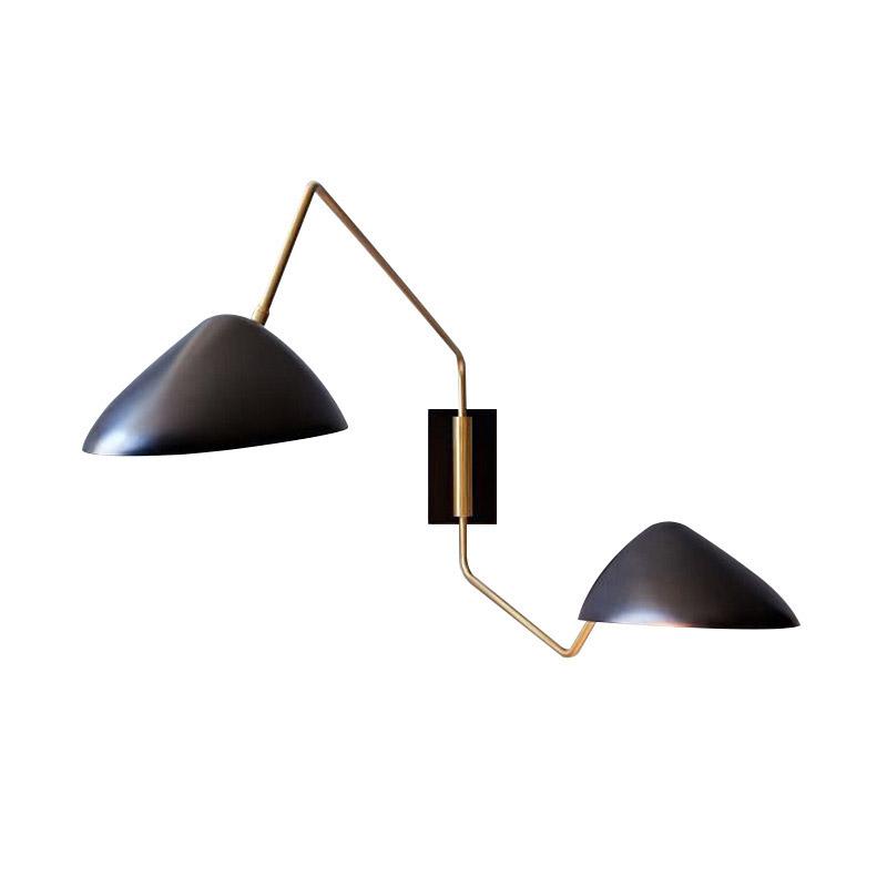 Marcellin vägglampa med två armar och anksnäbb, svängbara armar från Arverne Lighting Retro Mid Century Modern vägglampa