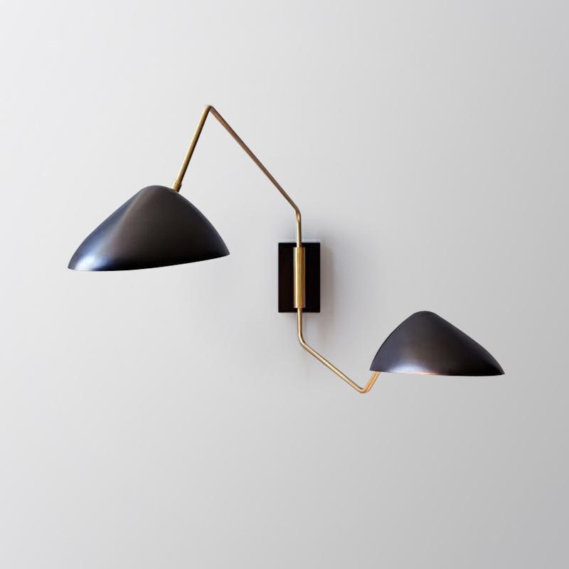 Marcellin vägglampa med två armar och anksnäbb, svängbara armar från Arverne Lighting Retro Mid Century Modern vägglampa