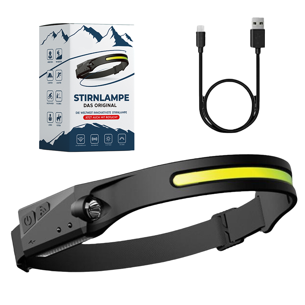 NovaLume COB LED čelovka s USB dobíjecí baterií a senzorem