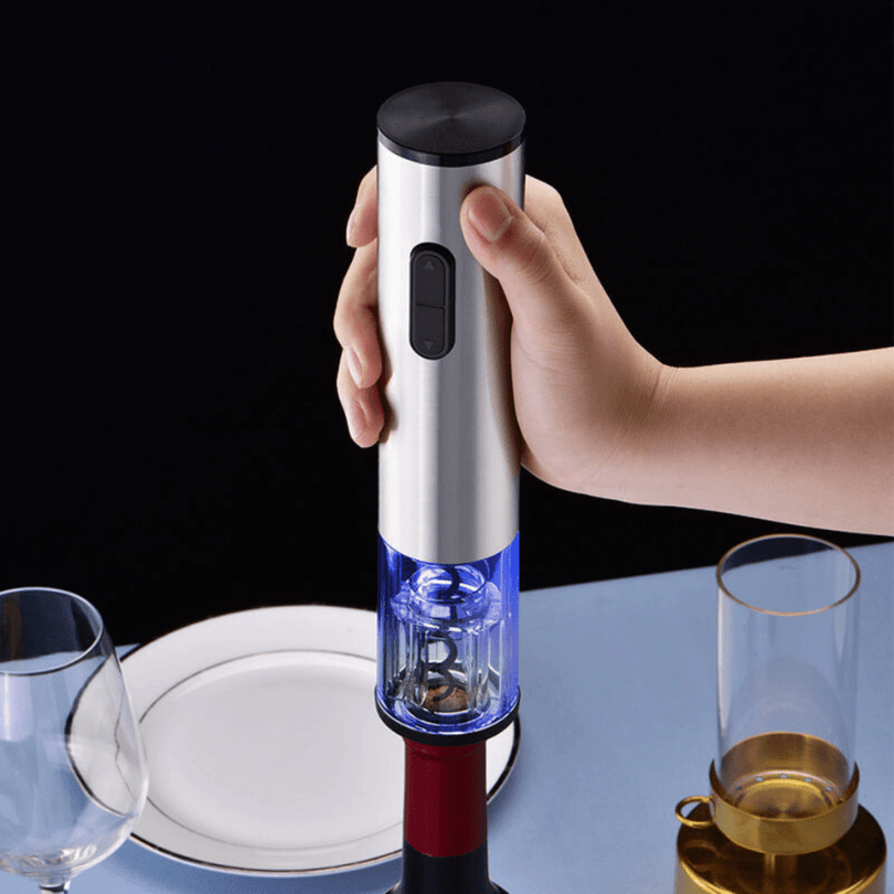 Deschizător electric de vin Aurelo 4-în-1 cu tirbușon, tăietor de folie, aerator și dop vid