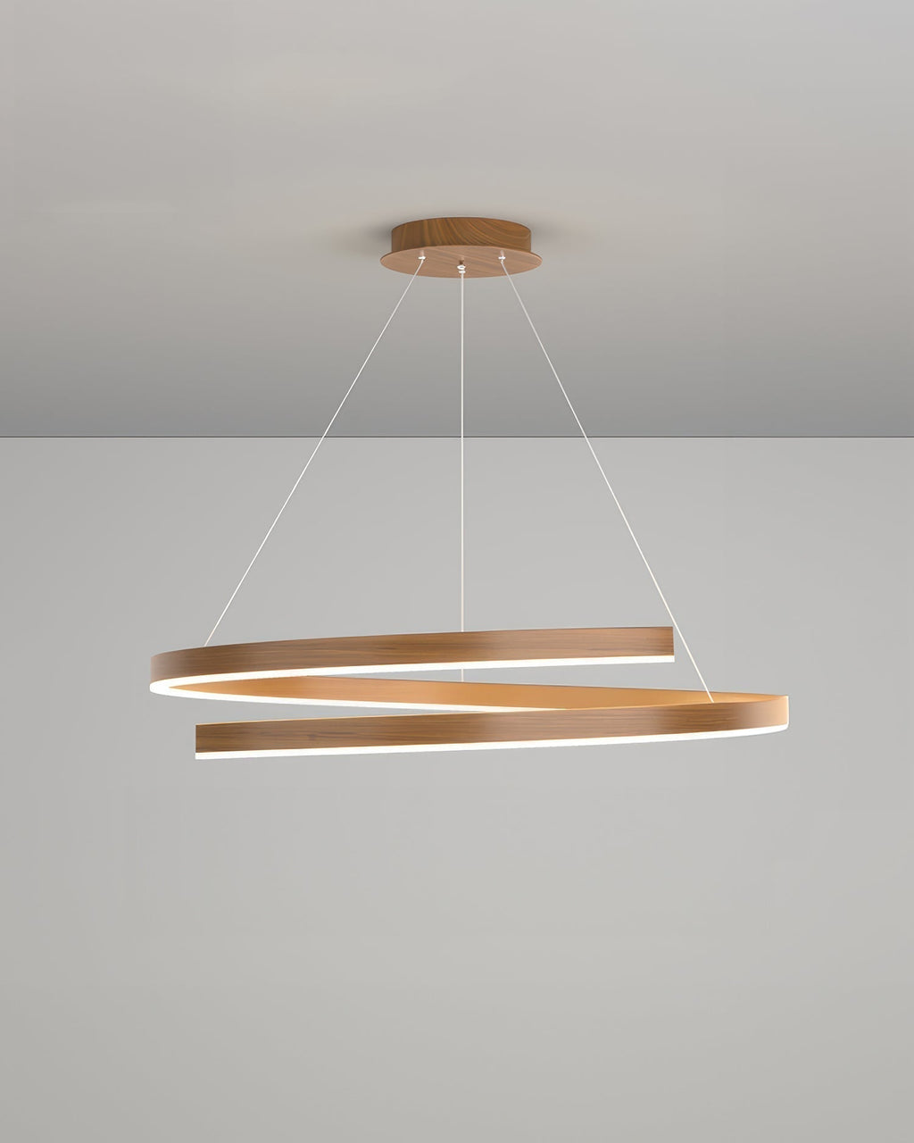 Lámpara de araña estilo caoba Tavero con ángulos ajustables y acabado en aluminio con textura de madera