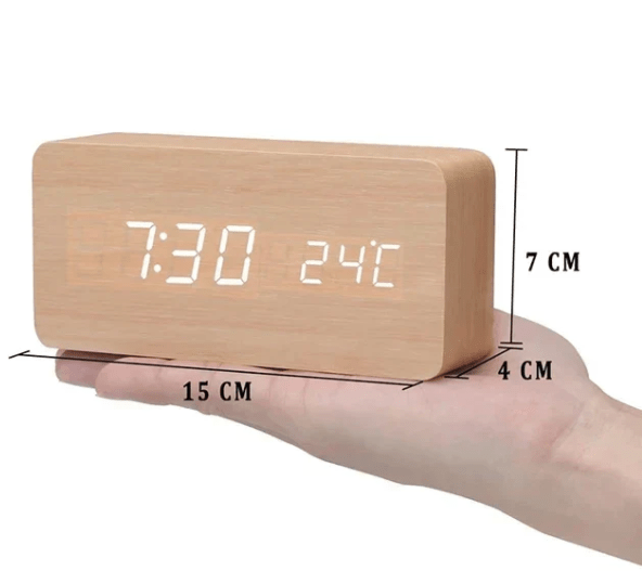 TimberLume Sprachgesteuerte LED-Uhr mit minimalistischem Holzdesign