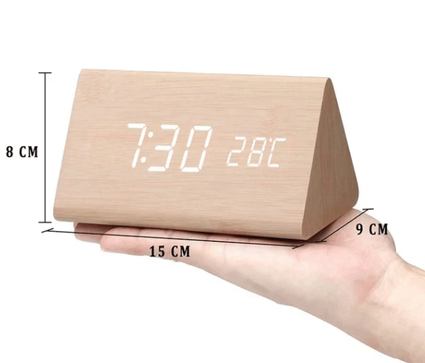 TimberLume Sprachgesteuerte LED-Uhr mit minimalistischem Holzdesign