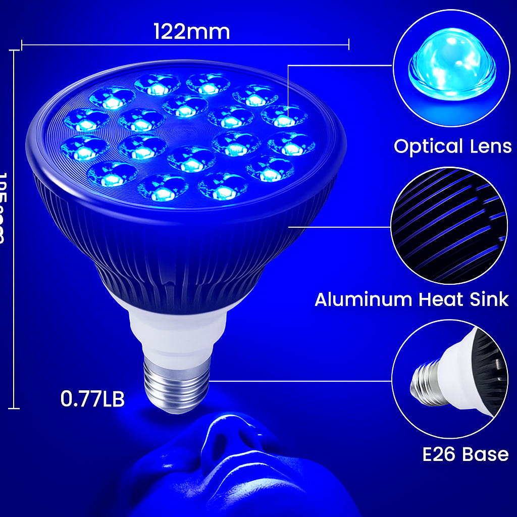 Bombilla de Terapia de Luz Azul NovaGlow 460nm Lámpara de Belleza para Cuidado de la Piel