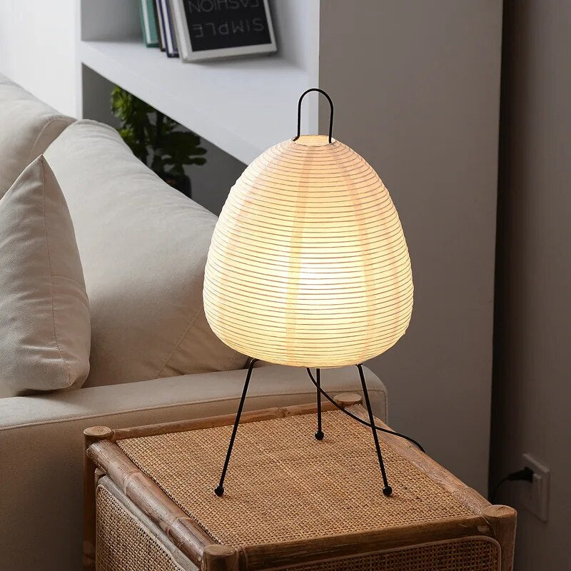 آباژور رومیزی کاغذ برنجی ژاپنی با نور ملایم LED محیطی